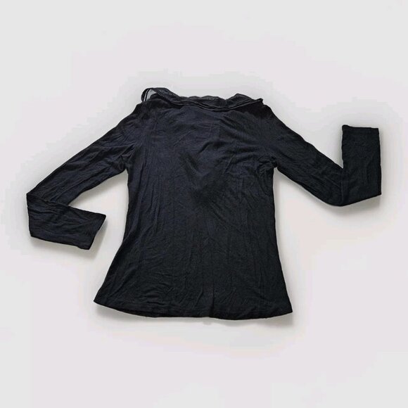Top Womens L Lot of 2 Nick & Mo Torrid Black Ivory LS Stretch Knit Ruffles Goth - Picture 13 of 16